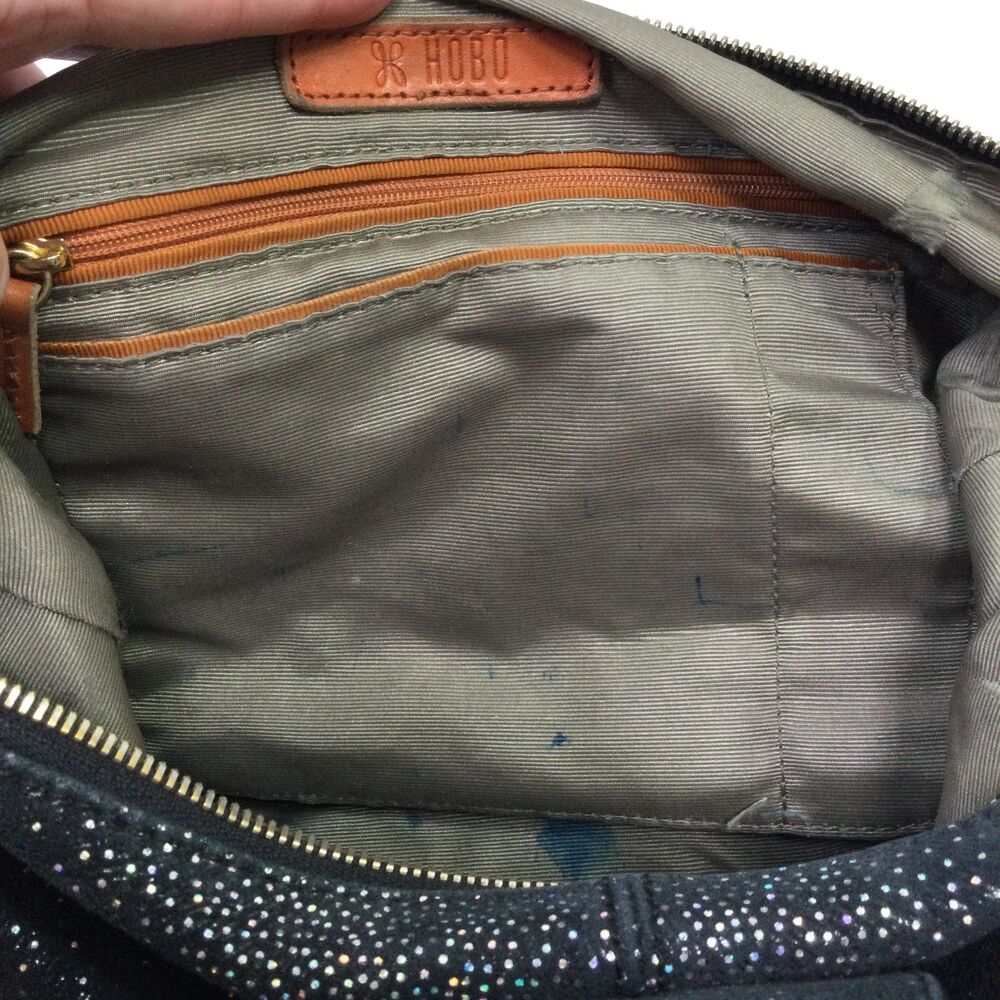 Hobo Womens International Medium Sheila Bag Satchel Suede Glitter Black One Size - Picture 10 of 16
